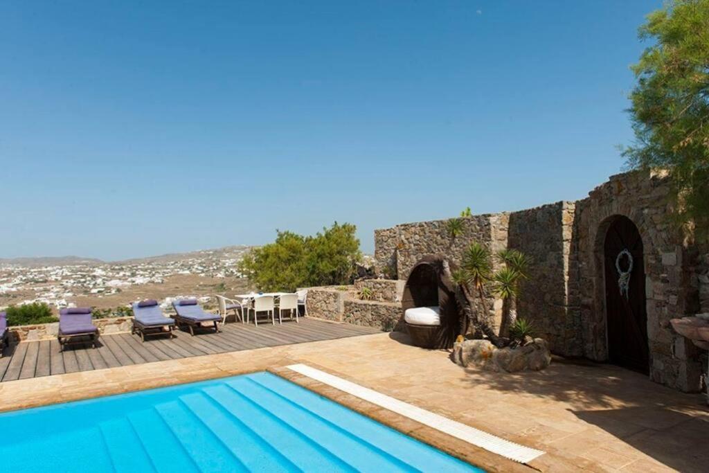 Dreamy Boho 5Bed Villa With Pool And Ocean View Mykonos Town Екстериор снимка